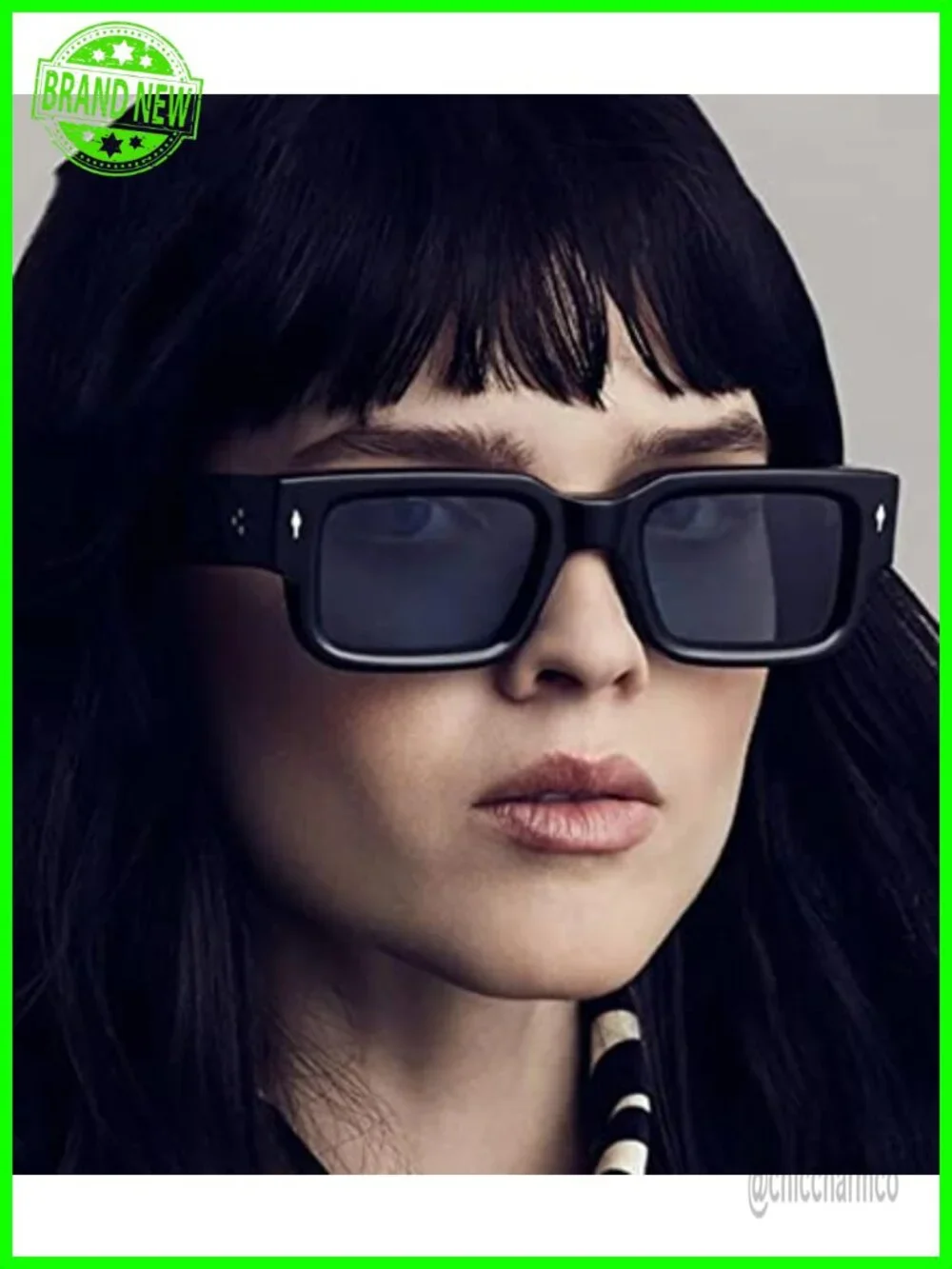 Square Frame Sunglasses UV400 Protection Acetate Fiber Trendy Chunky Rectangle